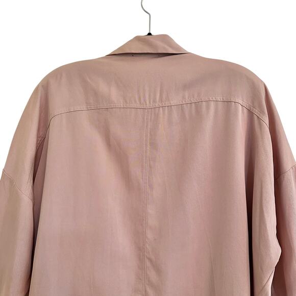 Lulu’s Lucky Break Beige Oversized Jacket Size Medium Drapey Pockets Trench - Picture 4 of 6